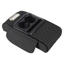 Caja de almacenamiento para reposabrazos de coche, organizador de consola central de coche, cojín elevador de reposabrazos con portavasos, caja organizadora de almacenamiento para reposabrazos - Negro - Ver 1