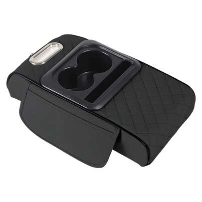 Caja de almacenamiento para reposabrazos de coche, organizador de consola central de coche, cojín elevador de reposabrazos con portavasos, caja organizadora de almacenamiento para reposabrazos