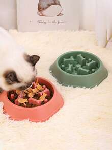 慢食防呛狗碗，宠物喂食器，骨头形状糖果色，猫咪慢食碗，防滑宠物慢食托盘，适用于中大型犬猫 - 彩色 - 查看 3