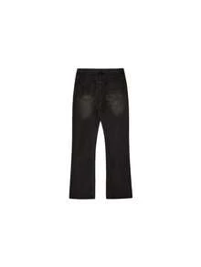 Men's Black Bootcut Jeans – Vintage Washed Denim Pants, Retro Distressed Slim Flare Trousers For Casual Streetwear - Dark Grey - View 2