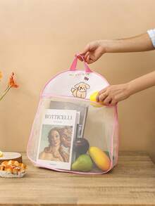 1 件透气可见多功能内衣收纳挂袋、门/衣柜/厨房架收纳网、宿舍收纳袋、脏衣服收集袋、卡通动物内衣挂袋、袜子收纳袋、卡通袜子和内衣分类收纳盒、家庭整理辅助袋，适用于学校用品学校用品