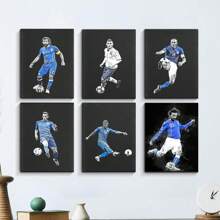 Set Of 1/3 Pcs Soccer Player Pop Wall Arts Soccer Star Posters Sports Printmaking Canvas Posters Printing Modern Stadium Living Room Bedroom Home Decoration Unframed-Style, Wall Art With Frame