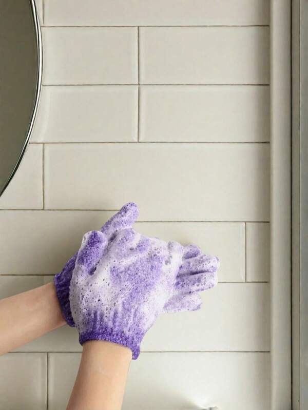 「Reversible Exfoliating Shower Gloves Reusable Body Scrub Mitts For Dead Skin Removal, Back Scrubbing & Spa Cleansing Tools」