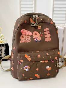 1pc Nylon Zipper Closure Fashionable And Cute Capybara Backpack, Niche Design Adjustable Shoulder Straps, Comfortable And Versatile, Suitable For Daily Travel Backpacks, Bags, Suitable For Outdoor, Daily Use, A Perfect Gift For Teenagers - Capibara Backpack - View 12