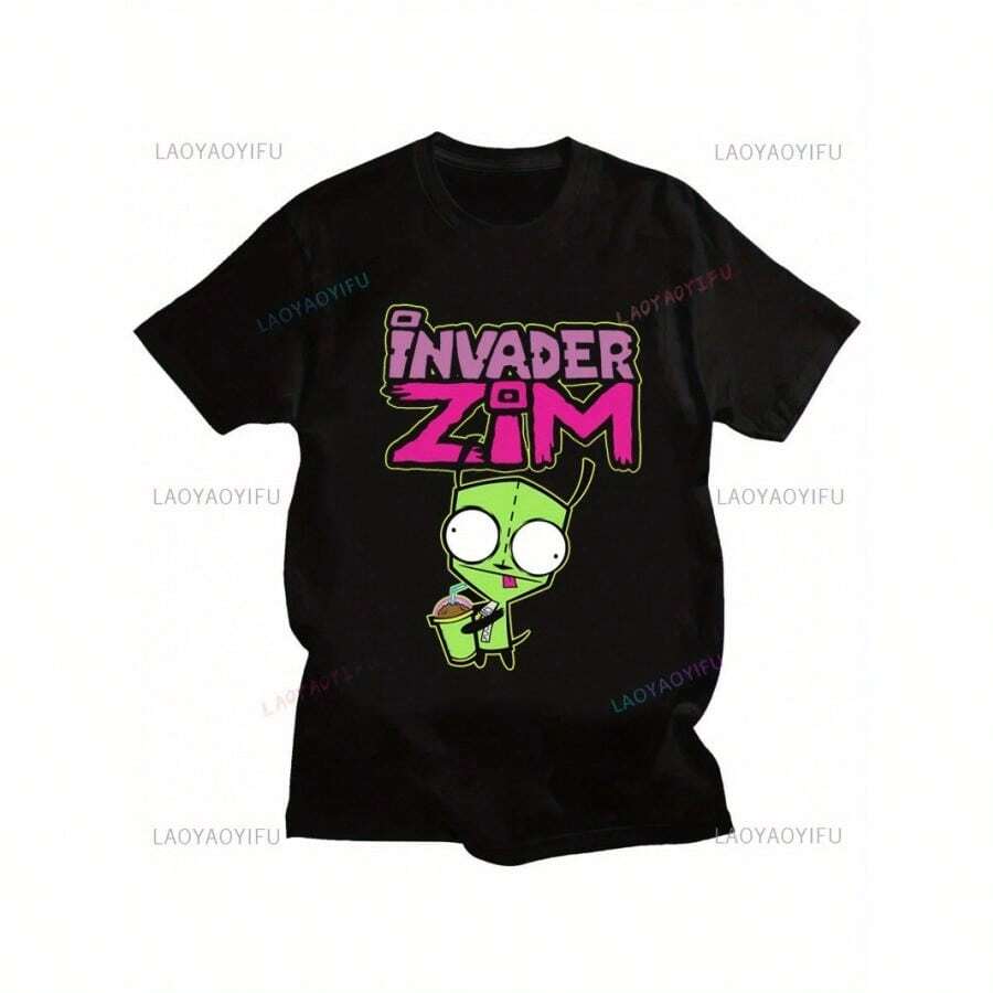 Zim Invader Gir Printed Men Women High Quality T-Shirt Zim Image Retro Clothing Short Sleeve Round Neck Fashion Streetwear