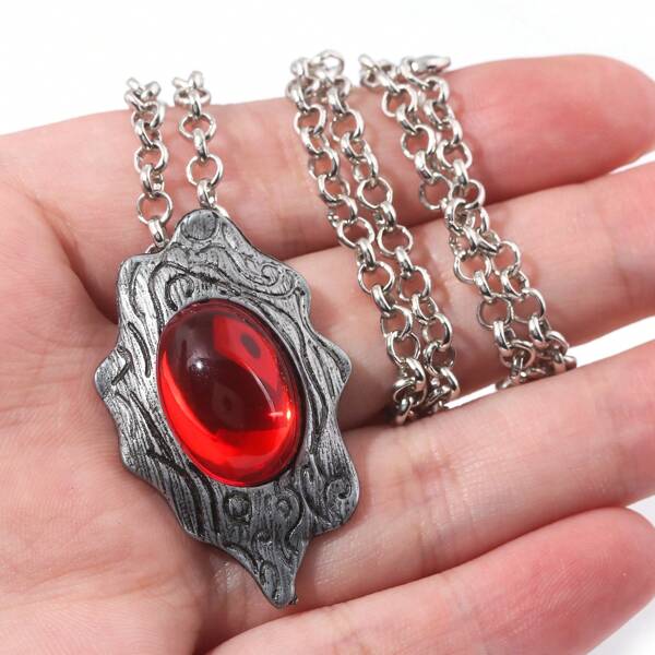 rongji jewelry Collar de Dante del Devil May Cry 5, colgante de rubí rojo oscuro vintage