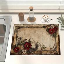 1pc Coffee Machine And Kitchenware Drying Mat - Diatomite Printed Drainage Mat, New Absorbent Kitchen Counter Drying Pad, Kitchenware Drying Pad - Dish Drying Mat, Soft Diatomite Non-Slip Quick Dry Mat, Applicable For Kitchen Counter, Suitable For Coffee Makers And Espresso Machines