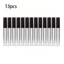 Set da 13 tubi per lucidalabbra vuoti da 3ml - Flaconcini a campione ricaricabili e portatili a prova di perdite con spazzola, per labbra lucide fai-da-te, balsamo per le labbra, cosmetici e oli essenziali (Nero/Rosa)