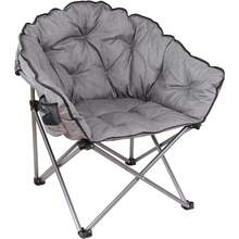 Padded Cushion Outdoor Folding Lounge Patio Club Chair, Gray - Grey - View 1