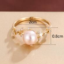 Elegant Copper Ring For Women With Branch And Leaf Design, Synthetic Zirconia, Versatile For Daily Wear & Gift Giving, All Seasons Suitable