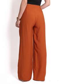 Women's Elegant Formal Pantaloons In Marrant Fabric With Zipper And Line At The Front - 駝色 - 查看 4