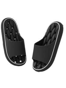 1 Pair Bathroom Anti-Slip Slippers, Waterproof Indoor Hotel Massage Non-Slip Odor-Resistant Home Slippers, EVA Material Back To School