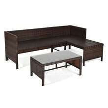 3 Pieces Outdoor Patio Corner Rattan Sofa Set - Multicolor - View 7