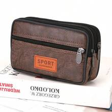 1pc Leather Belt Bag, Horizontal & Vertical Phone Waist Bag, Coin Purse Waist Pack, Sports Waist Bag, Faux Leather Material, Holiday Gift - Brown - View 9