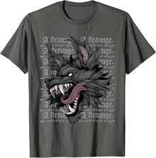Camiseta con diseño de perro negro, lobo y criatura - Negro - Ver 1