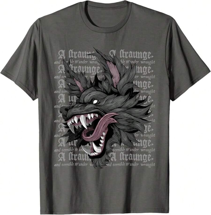 Camiseta con diseño de perro negro, lobo y criatura - Negro - Ver 1