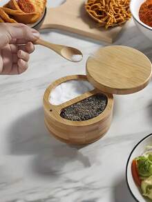 Spice Racks Spice Storage Box With Lid Condiments Holder Seasoning Pepper Salt Sugar Storage Container Kitchen Spice Bottle,Customized Text And Graphics,Bamboo Storage Box – Spice Jar, Tea Canister, Jewelry Organizer, Multi-Compartment Storage For Kitchen & Home Decor, Moisture Resistant, Magnetic Flap, Perfect Gift For Housewarming, Mother's Day, Weddings & Special Occasions