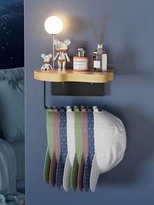 1件装时尚金属帽子收纳套装 - 易于安装的壁挂式收纳架，多功能收纳方案，可收纳棒球帽、围巾、腰带、配饰 - 现代衣橱装饰，经久耐用，节省空间，家居收纳必备，卧室衣橱收纳架，时尚配饰展示架，实用悬挂式收纳方案 - 彩色 - 查看 3