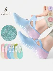 3 paires de chaussettes de yoga, chaussettes bateau pour femmes, chaussettes de sport antidérapantes en silicone pour le printemps et l'été, yoga pour débutants, course, automne et hiver, dégradé, fitness, mode intérieure