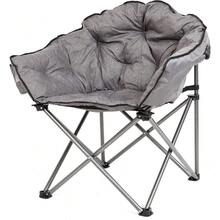 Padded Cushion Outdoor Folding Lounge Patio Club Chair, Gray - Grey - View 4