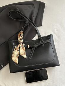 Túi xách đeo vai nữ thời trang sang trọng màu trơn thanh lịch đa năng mới - màu đen - Xem 7