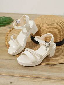 女童高跟凉鞋2025新款夏季时尚露趾儿童高跟鞋适合大童中学生 - 白色 - 查看 5