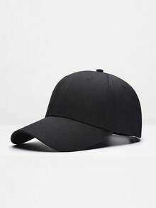 1pc Solid Color Hard Top Baseball Cap, Black Snapback Hat, Windproof & Warm For Autumn/Winter Outdoor,Summer,Beach,Holiday - Black - View 6