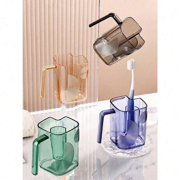 1 pieza Vaso transparente amarillo de lujo minimalista para parejas, estudiantes, vaso para cepillo de dientes, decoración de baño del hogar, decoración de otoño, de vuelta a la escuela
