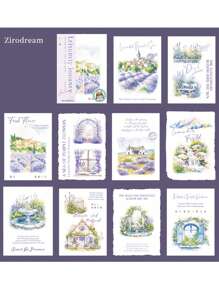 paquete de 20 hojas de papel vintage de paisaje acuarela de ciudad turística para scrapbooking y suministros de diario, papel decorativo artesanal para diarios de chatarra con 10 diseños de patrones