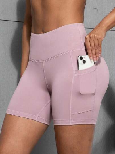Women Pink Yoga/Biker Shorts, High Waisted, Slimming Sports Leggings, Shorts For Indoor/Outdoor Cycling, Running, Spring/Summer