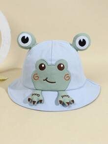 1 Pc Toddler Adorable Frog Print Sun Protection Canvas Hat, Versatile For Spring And Summer - Multicolor - View 19