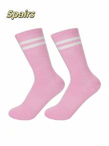 1/5/6 Pairs All Season, Back To School, Thanksgiving, Valentine's Day, Pride Month (US), Teacher's Day, Father's Day, Carnival, Easter, Mother's Day, Labor Day Casual Sports Quick-Dry Soft Fabric Unisex Crew Socks, Spring/Summer, Autumn/Winter, Solid Color Black White Gray Pink Green Blue - Multicolor - View 13