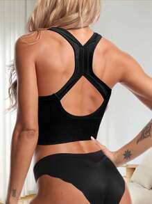 2pcs Sports Bras For Women Summer Gym Bra Seamless Wireless Bralette High Elastic Tank Tops Workout Training Removable Padding Zipper Racerback Running