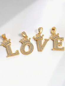 1 pieza Colgante con inicial y corona de moda para hombre de 18K oro, collar con cadena retorcida de acero inoxidable a prueba de agua y sin decoloración, adecuado para uso diario, fiestas, regalo del Día de la Madre - Dorado - Ver 7