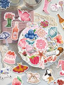 50pcs Watercolor Themed Stickers For Diary, Graffiti, Skateboard, Helmet, Water Bottle, Scrapbook, Guitar, Phone Case, Notebook, Computer, Gift,School Supplies,Back To School