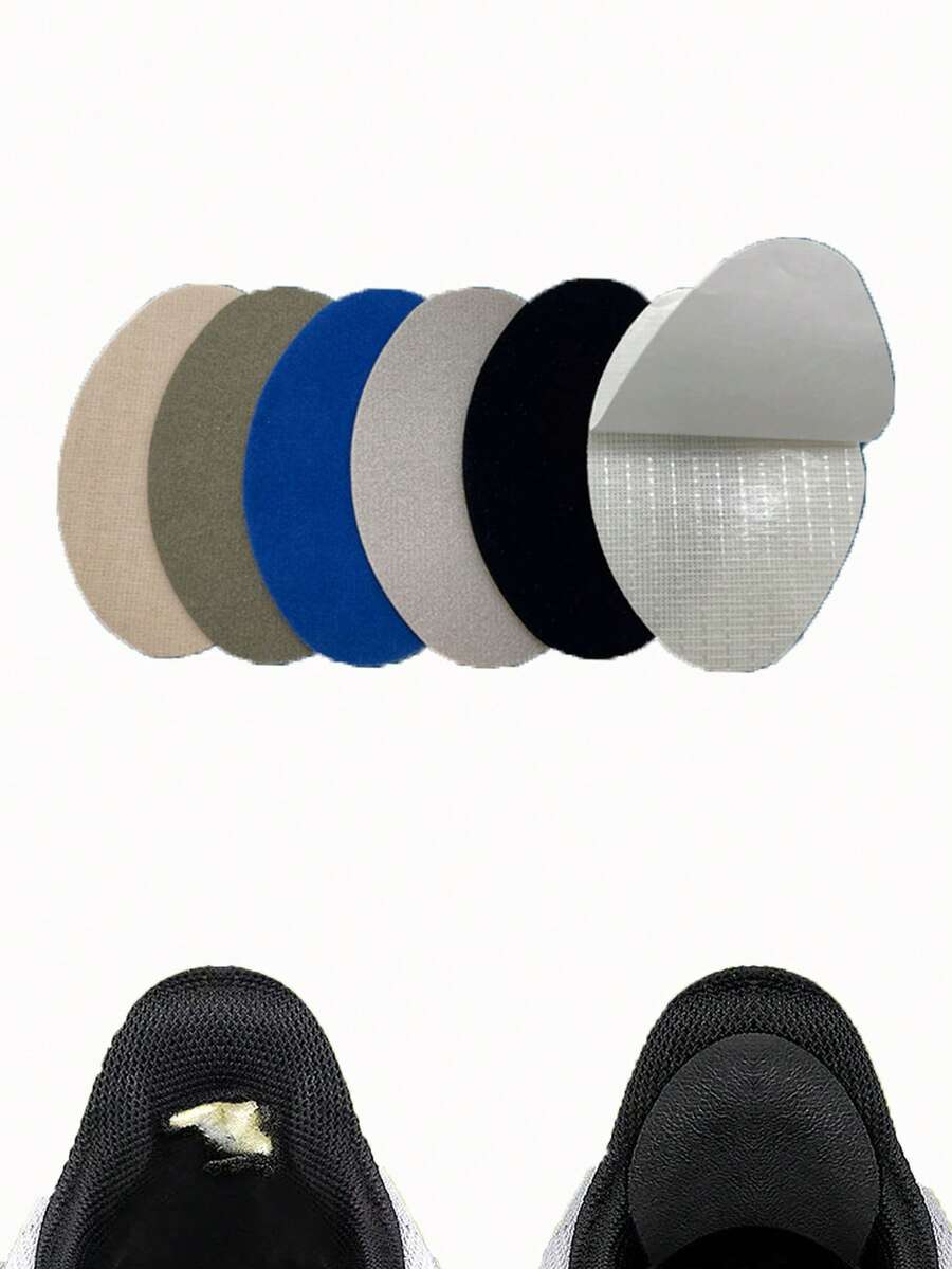 4 件鞋洞贴、自粘鞋跟修补、运动鞋网眼鞋修补贴、鞋子耐磨鞋跟贴、男女通用成人毛绒鞋垫，用于修复鞋跟，透气吸汗鞋跟保护，让脚部舒适便捷 - 彩色 - 查看 1