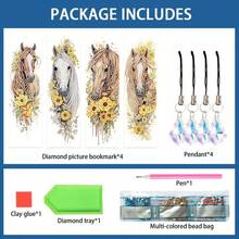 4pcs/Set - Horse Pattern - Sparkling DIY Diamond Tassel Bookmarks Set, Unique Handmade Gift Set, Art Gift With Pendant, Suitable For Book Lovers And Handicrafters - Multicolor - View 3