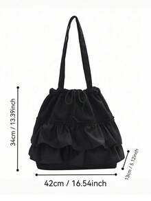 1 Piece Personalized Ruffle Canvas Bag, Commuter Versatile Shoulder Woven Bag. Large Capacity Shopping Bag, Organizer And College Student Book Bag. Tote Gift Bag With Embroidered Name For Weddings, Birthdays, Beach And Holidays, Perfect For Bridesmaids, Students And Beach Outings! - Multicolor - View 5