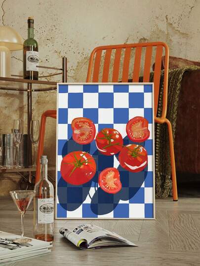 1pc TOMATO Poster, Retro Food Art Print, Tomato Poster, Eclectic Food Art Print, Wall Art For Kitchen, Dinner Party Print, Frameless
