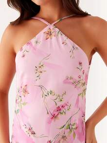 Vestido de verano estampado tipo chaleco para mujer - sin espalda, entallado - adecuado y a la moda, ideal para fiestas, playas, uso diario y vacaciones - Flor - Ver 5