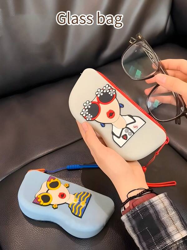 1 Pc Silicone Glasses Case, Portable Sunglasses Storage Bag, Sunglasses Storage Box, Large Capacity, Can Store Various Items, And Is Convenient To Carry With A Hand Strap