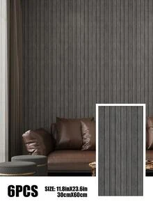 Conjunto de 6 painéis de parede 3D com textura de madeira, autoadesivos, em PVC, removíveis e à prova d'água, ideais para decoração de paredes internas, salas de estar e quartos.