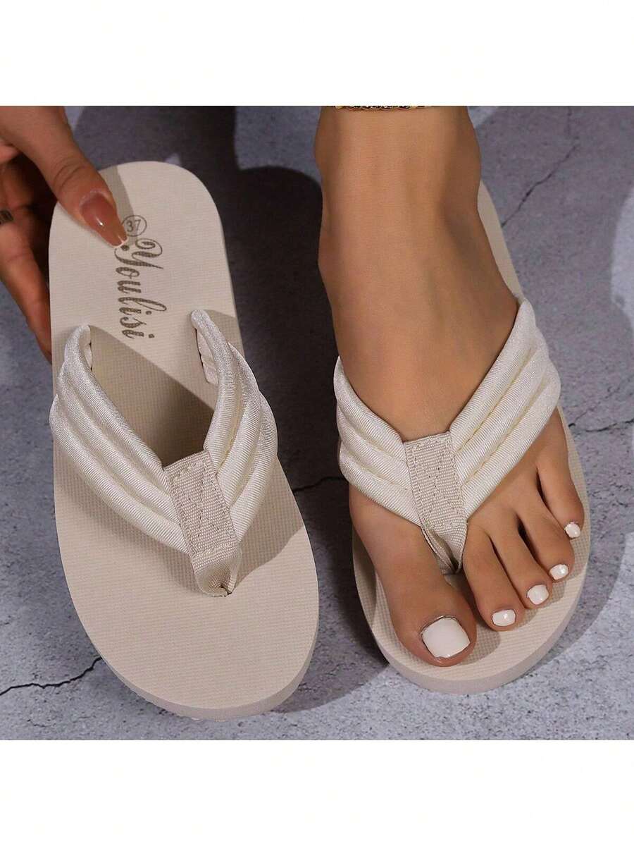 Women's Flip Flops - Lightweight & Comfortable Casual Thong Sandals, Suitable For Home, Beach, Holiday - Beige - View 1