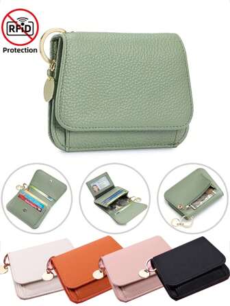 2/1 Pc Ladies Wallet Solid Color Simple Thin Card Holder Female Wallet Mini Coin Purse Ladies Wallet Short Fashion Ladies Card Holder Coin Purse Two In One Wallet Fashion Solid Color Small Card Holder Multifunctional Anti-Theft Brush Female Short Coin Purse Bag Travel Business Trip Back To School