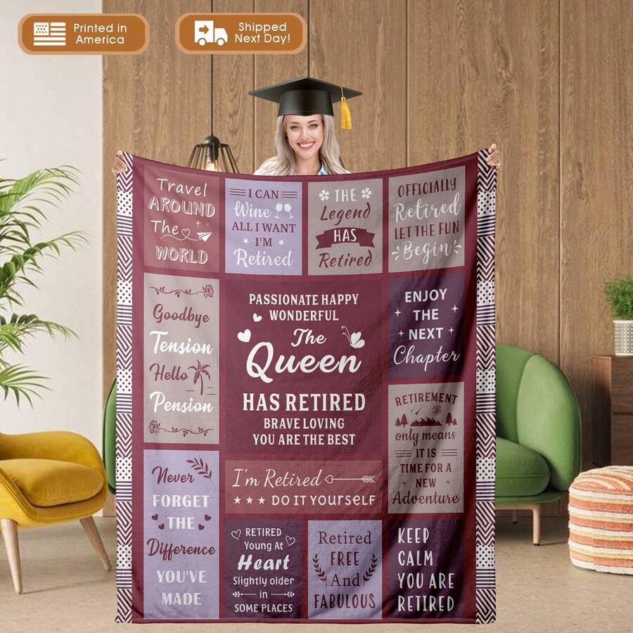 Retirement Gift Cozy Blanket For Retired Queen Soft Throw Blanket For Sofa Or Bed With Fun Retirement Design Gift For Retired Women Printing - Multicolor - View 1