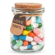 55Pcs Capsule Pills Love Message Note In A Glass Bottle,Cute Love Pills Smiling Face Love Friendship Letter With Wishing Bottle,Valentine's Day Love Capsule Letters Romantic Paper Love Message For Boyfriend Girlfriend Anniversary Birthday Mother's Day Gift