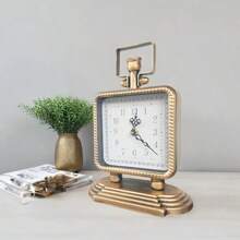 Vintage European Style Iron Painting Tabletop Clock, Home Decor For Living Room Bedroom, Hanging Wall Clock Or Desk Clock, Minimalist And Fashion Design, Silent Movement, Birthday/Graduation Gift Room Decor Digital Clock Alarm Clock Bedroom Decor Dormitory Decor Back To School