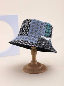 1 Piece Spring/Summer Colorful Floral Print Reversible Bucket Hat, Bohemian Allover Print Sun Protection Bucket Hat, Suitable For Spring, Summer, Autumn - B - View 9