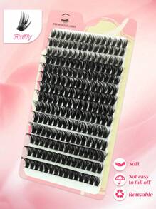 Conjunto de extensiones de pestañas postizas de 210 piezas de gran capacidad, tipo C-Roll esponjoso, grueso, suave y ligero. Pestañas postizas fáciles de usar, fáciles de pegar, fáciles de cargar y fáciles de usar en los ojos.