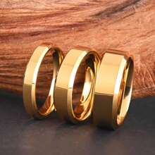1 verighetă elegantă din oțel tungsten auriu lustruit, de 4 mm/6 mm/8 mm, perfectă pentru purtare zilnică și ocazii speciale, cadou ideal pentru bărbați și femei!